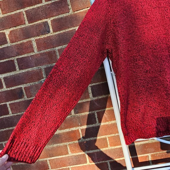 Karen Scott Christmas Pullover Sweater Red Marled Snowman Snow Snowflake scarf - Picture 9 of 12